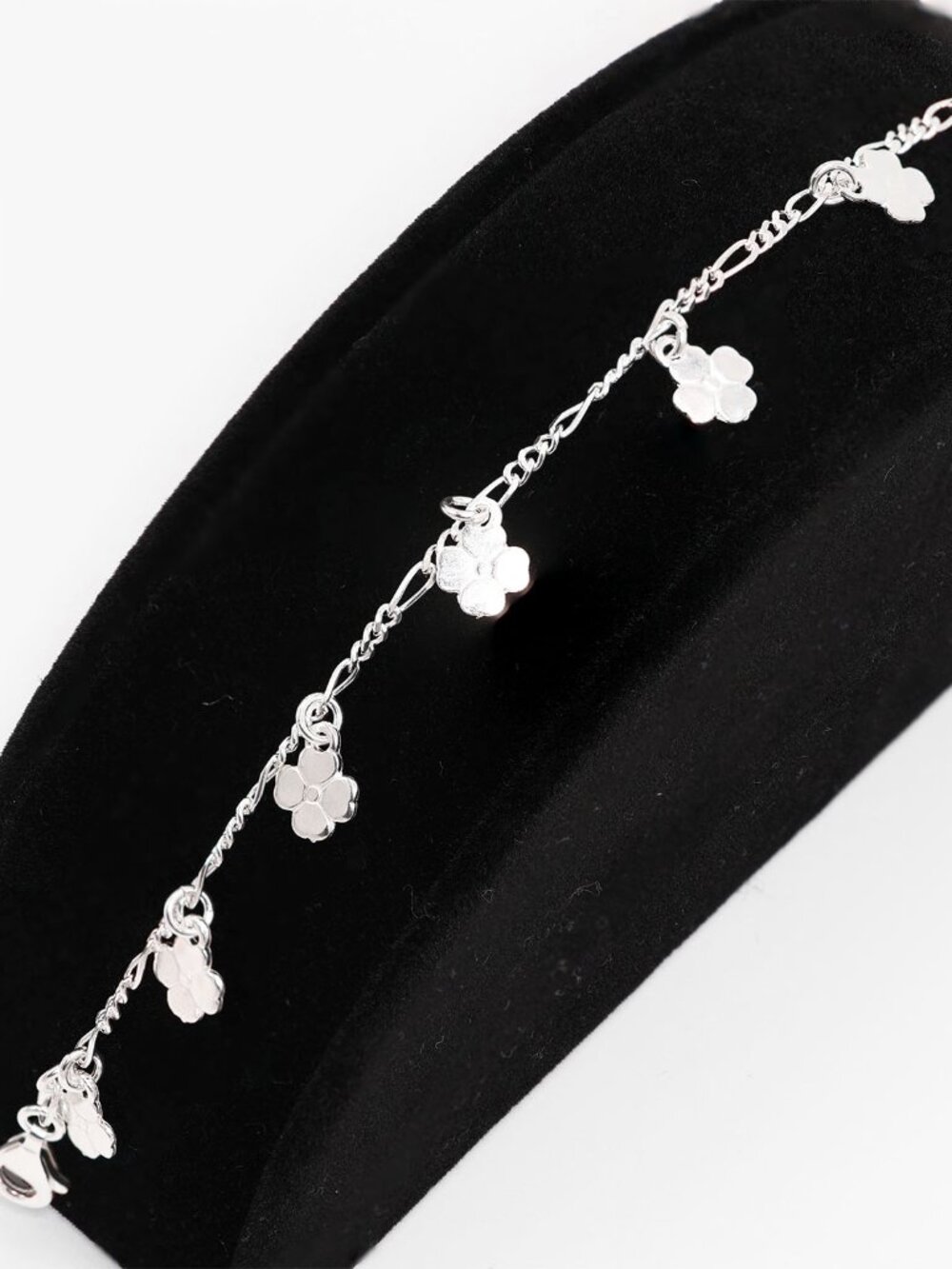 925 Sterling Silver Fancy Clover Bracelet